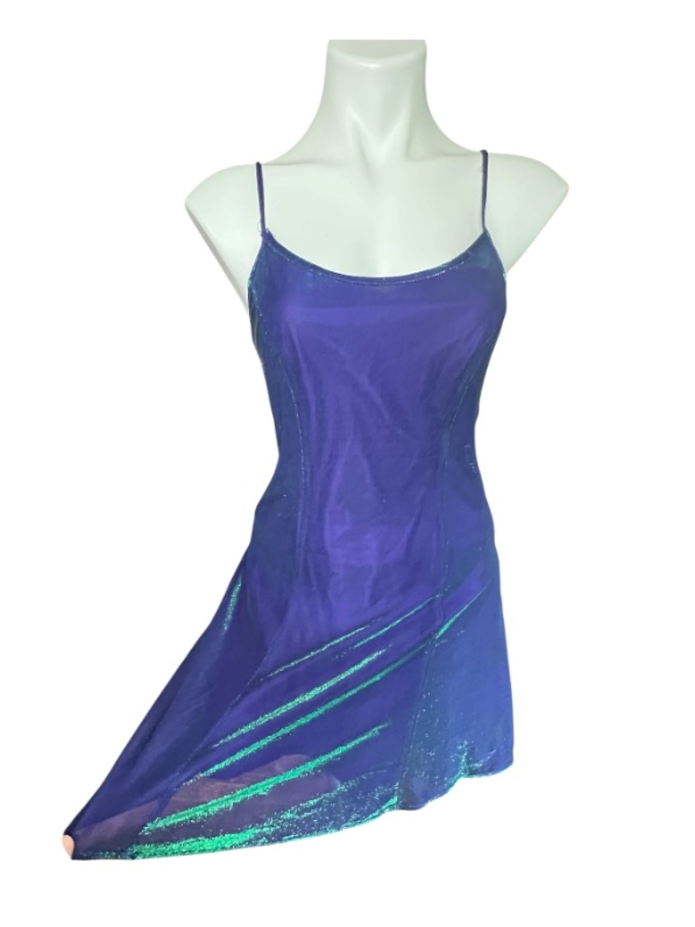 Vintage Mermaidcore Iridescent Mini Dress Lace Up Back Maleficent 11/12